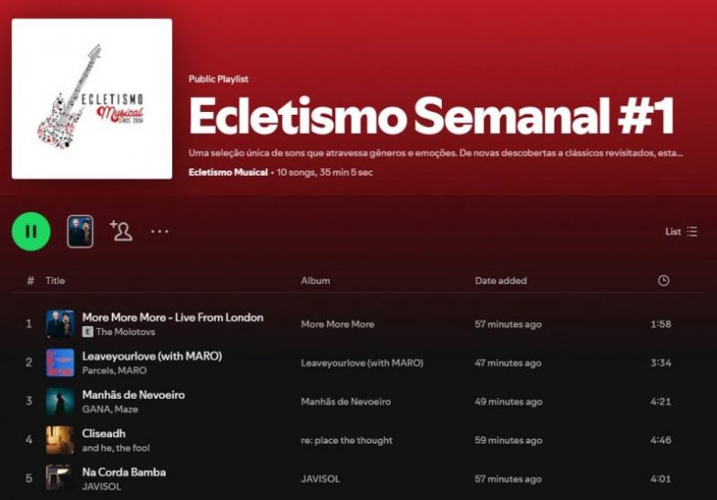 [Playlist] Ecletismo Semanal #1