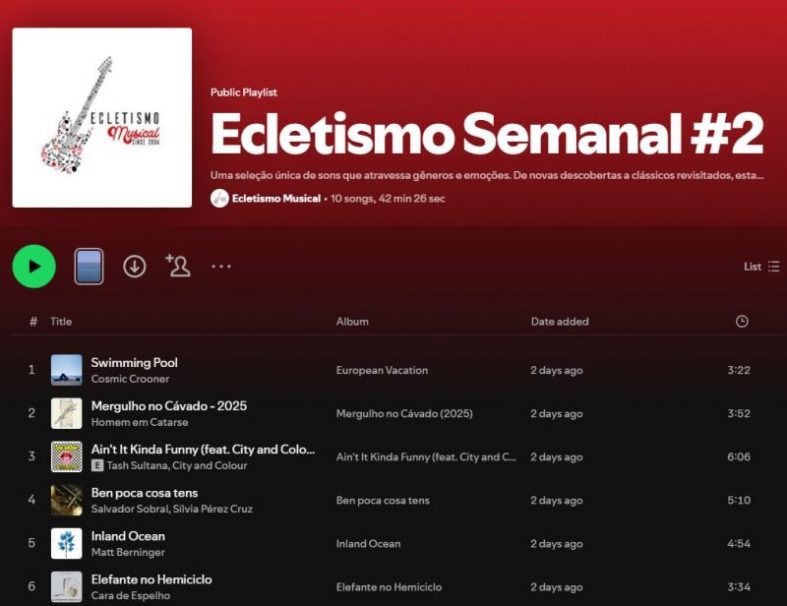 [Playlist] Ecletismo Semanal #2