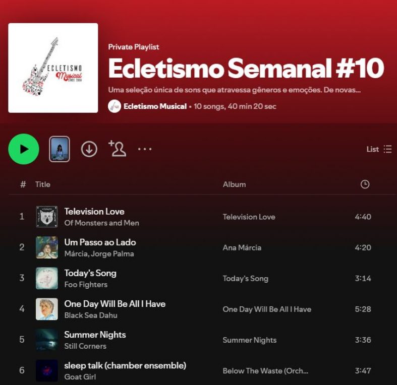 [Playlist] Ecletismo Semanal #10