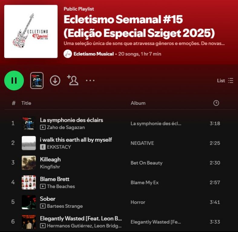 [Playlist] Ecletismo Semanal #15 (Edição Especial Sziget 2025)