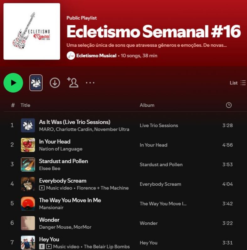 [Playlist] Ecletismo Semanal #16