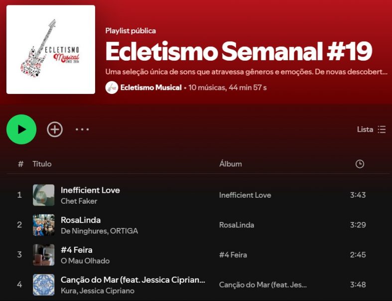 [Playlist] Ecletismo Semanal #19