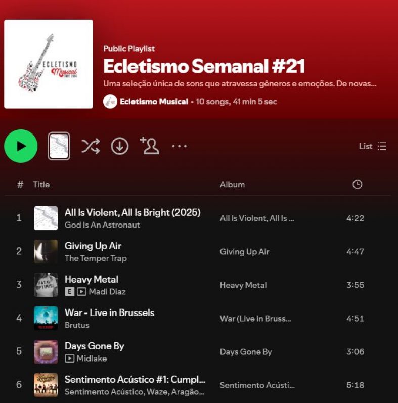 [Playlist] Ecletismo Semanal #21