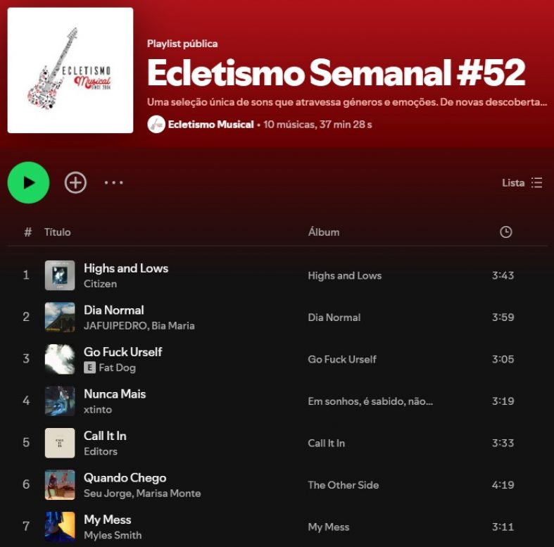 [Playlist] Ecletismo Semanal #52