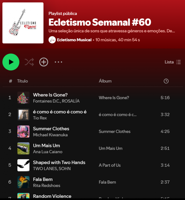 [Playlist] Ecletismo Semanal #60